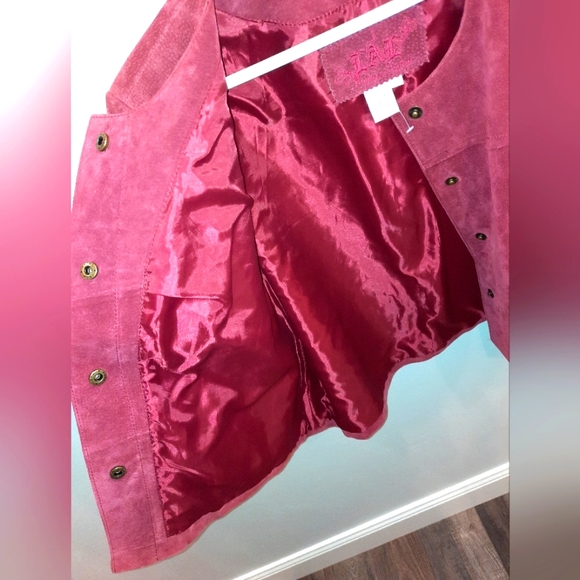Women's LAL brand ruby red 100% leather jacket size large EUC - Picture 3 of 10